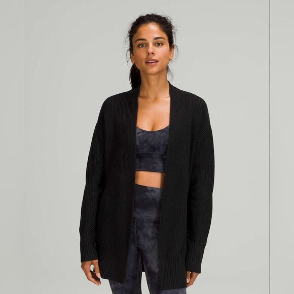 NWOT Lululemon Cashlu Sweater Wrap Black Women's Open-Front Size Small - Picture 1 of 8